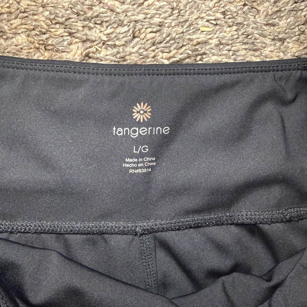 Tangerine Large Black and Teal Athletic Leggings - Picture 4 of 6